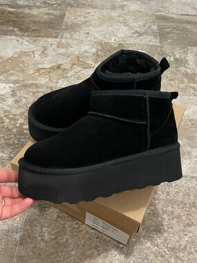 Women's Black Platform Ankle Booties